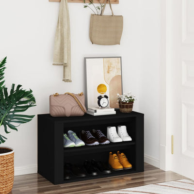 Stella Homewares Shoe Rack Black 75x35x45 cm Engineered Wood