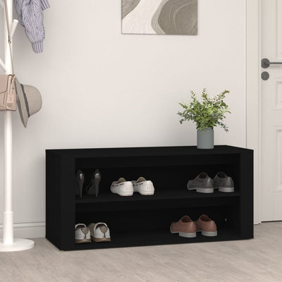 Stella Homewares Shoe Rack Black 100x35x45 cm Engineered Wood