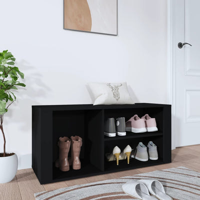 Stella Homewares Shoe Cabinet Black 100x35x45 cm Engineered Wood