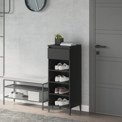 Stella Homewares Shoe Rack Black 40x36x105 cm Engineered Wood