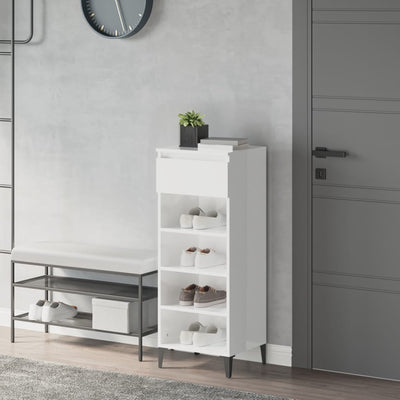 Stella Homewares Shoe Rack High Gloss White 40x36x105 cm Engineered Wood