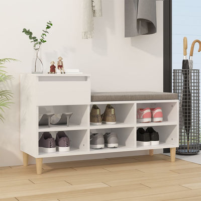 Stella Homewares Shoe Cabinet High Gloss White 102x36x60 cm Engineered Wood