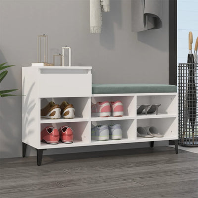 Stella Homewares Shoe Cabinet High Gloss White 102x36x60 cm Engineered Wood