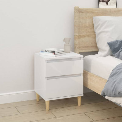 Stella Homewares Bedside Cabinet High Gloss White 40x35x50 cm