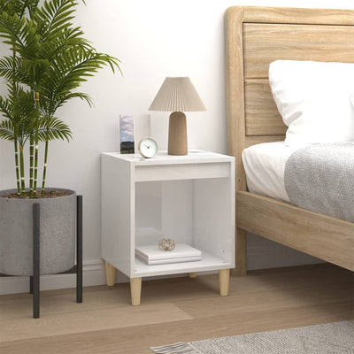 Stella Homewares Bedside Cabinet High Gloss White 40x35x50 cm Engineered Wood