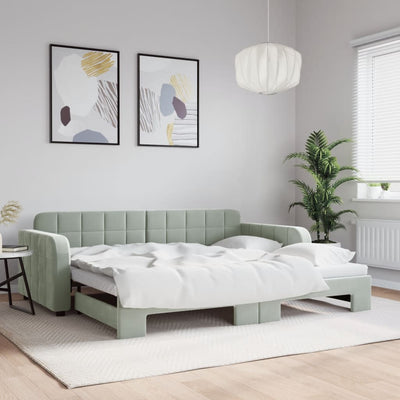 Stella Homewares Daybed with Trundle without Mattress Light Grey 90x190 cm