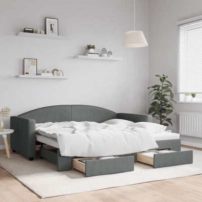 Stella Homewares Daybed with Trundle&Drawers without Mattress Dark Grey 90x190 cm