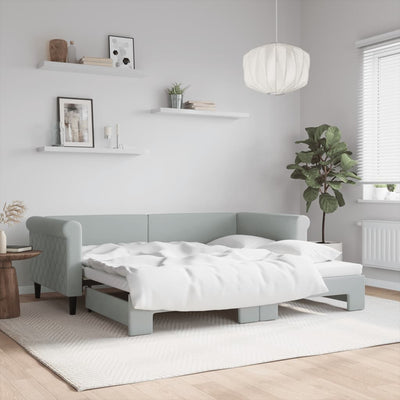 Stella Homewares Daybed with Trundle without Mattress Light Grey 90x190 cm