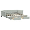 Stella Homewares Daybed with Trundle&Drawers without Mattress Light Grey 90x190 cm