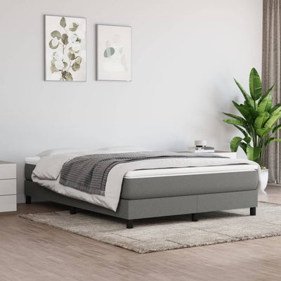 Stella Homewares Box Spring Bed with Mattress Dark Grey 153x203 cm Queen Size Fabric