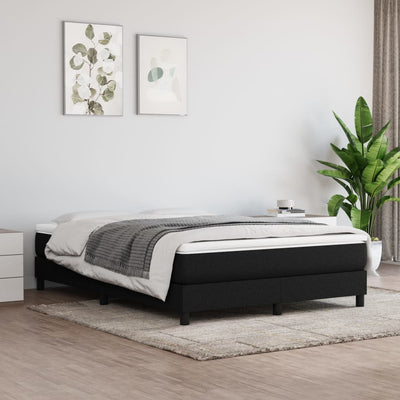 Stella Homewares Box Spring Bed with Mattress Black 153x203 cm Queen Size Fabric