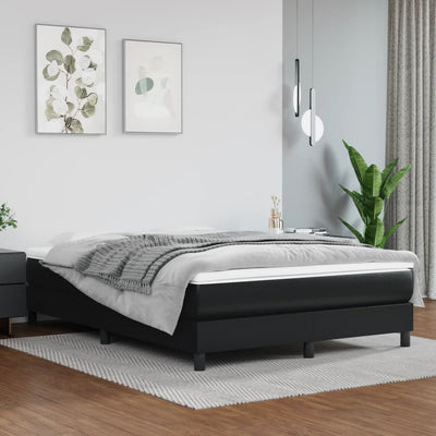 Stella Homewares Box Spring Bed with Mattress Black 153x203 cm Queen Size Faux Leather