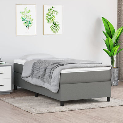 Stella Homewares Box Spring Bed with Mattress Dark Grey 106x203 cm King Single Size Fabric