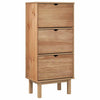 Stella Homewares Shoe Cabinet OTTA with 3 Drawers Brown Solid Wood Pine