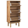 Stella Homewares Shoe Cabinet OTTA with 3 Drawers Brown Solid Wood Pine