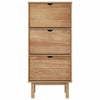 Stella Homewares Shoe Cabinet OTTA with 3 Drawers Brown Solid Wood Pine