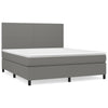 Stella Homewares Box Spring Bed with Mattress Dark Grey 153x203 cm Queen Size Fabric