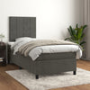 Stella Homewares Box Spring Bed with Mattress Dark Grey 106x203 cm King Single Size Velvet