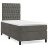 Stella Homewares Box Spring Bed with Mattress Dark Grey 106x203 cm King Single Size Velvet