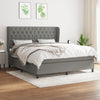 Stella Homewares Box Spring Bed with Mattress Dark Grey 153x203 cm Queen Size Fabric