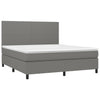 Stella Homewares Box Spring Bed with Mattress&LED Dark Grey 153x203 cm Queen Size Fabric