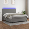 Stella Homewares Box Spring Bed with Mattress&LED Dark Grey 153x203 cm Queen Size Fabric