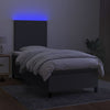 Stella Homewares Box Spring Bed with Mattress&LED Dark Grey 106x203 cm King Single Size Fabric