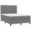 Stella Homewares Box Spring Bed with Mattress&LED Dark Grey 137x187 cm Double Size Fabric
