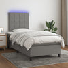 Stella Homewares Box Spring Bed with Mattress&LED Dark Grey 106x203 cm King Single Size Fabric