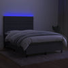 Stella Homewares Box Spring Bed with Mattress&LED Dark Grey 137x187 cm Double Size Fabric