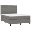 Stella Homewares Box Spring Bed with Mattress&LED Dark Grey 137x187 cm Double Size Fabric