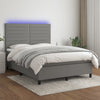 Stella Homewares Box Spring Bed with Mattress&LED Dark Grey 137x187 cm Double Size Fabric