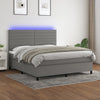 Stella Homewares Box Spring Bed with Mattress&LED Dark Grey 153x203 cm Queen Size Fabric