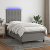 Stella Homewares Box Spring Bed with Mattress&LED Dark Grey 106x203 cm King Single Size Fabric