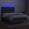Stella Homewares Box Spring Bed with Mattress&LED Dark Grey 137x187 cm Double Size Fabric