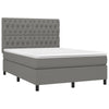 Stella Homewares Box Spring Bed with Mattress&LED Dark Grey 137x187 cm Double Size Fabric