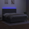 Stella Homewares Box Spring Bed with Mattress&LED Dark Grey 153x203 cm Queen Size Fabric