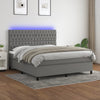 Stella Homewares Box Spring Bed with Mattress&LED Dark Grey 153x203 cm Queen Size Fabric