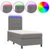 Stella Homewares Box Spring Bed with Mattress&LED Dark Grey 106x203 cm King Single Size Fabric