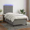 Stella Homewares Box Spring Bed with Mattress&LED Dark Grey 106x203 cm King Single Size Fabric