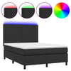 Stella Homewares Box Spring Bed with Mattress&LED Black 137x187 cm Double Size Faux Leather