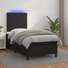 Stella Homewares Box Spring Bed with Mattress&LED Black 106x203 cm King Single Size Faux Leather