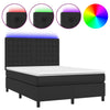 Stella Homewares Box Spring Bed with Mattress&LED Black 137x187 cm Double Size Faux Leather