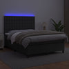 Stella Homewares Box Spring Bed with Mattress&LED Black 137x187 cm Double Size Faux Leather