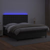 Stella Homewares Box Spring Bed with Mattress&LED Black 153x203 cm Queen Size Faux Leather