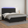 Stella Homewares Box Spring Bed with Mattress&LED Black 153x203 cm Queen Size Faux Leather