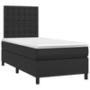 Stella Homewares Box Spring Bed with Mattress&LED Black 106x203 cm King Single Size Faux Leather