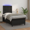 Stella Homewares Box Spring Bed with Mattress&LED Black 106x203 cm King Single Size Faux Leather