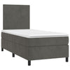 Stella Homewares Box Spring Bed with Mattress&LED Dark Grey 106x203 cm King Single Size Velvet