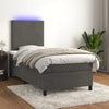 Stella Homewares Box Spring Bed with Mattress&LED Dark Grey 106x203 cm King Single Size Velvet